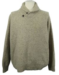 Pánský béžový melírovaný svetr se stojáčkem RJR 