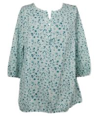 Dámská tyrkysovo-bílá kytičkovaná halenka 