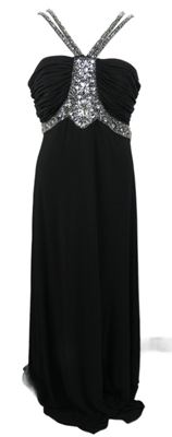 Dámské černé dlouhé společenské šaty s kamínky 