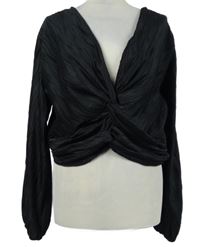 Nové - Dámská černá plisovaná crop halenka F&F