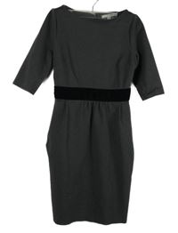 Dámské tmavošedé pouzdrové šaty s černým pruhem Boden 