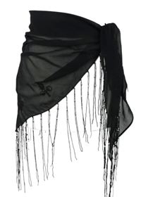 Dámské černé šifonové pareo s třásněmi