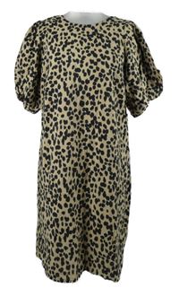 Nové - Dámské béžovo-černé vzorované šaty Matalan 