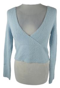 Dámský světlemodrý chlupatý crop svetr H&M
