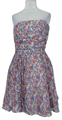 Dámské barevné kytičkované korzetové šaty 