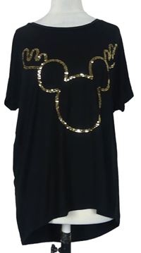 Dámské černé volné tričko s Mickeym z flitrů zn. F&F