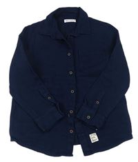 Tmavomodrá žebrovaná košilová bunda Zara