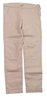 Světlerůžové vzorované plátěné skinny kalhoty Zara