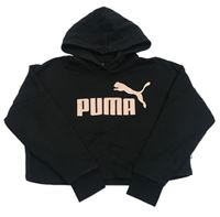 Černá crop mikina s logem a kapucí PUMA