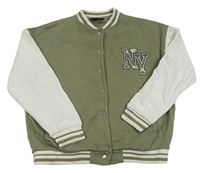 Khaki-bílá baseballová mikina s písmeny New Look