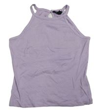 Lila žebrovaný crop top New Look