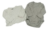 2set- šedé žebrované body+ bílé zavinovací triko 