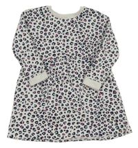 Bílé teplákové šaty s leopardím vzorem Nutmeg