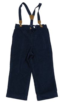 Tmavomodré manšestráky s kšandami Primark