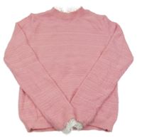 Růžový svetr s krajkou Shein