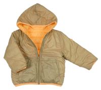 Béžová šusťáková oboustranná zateplená prošívaná bunda s kapucí brums