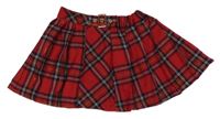 Červeno-černá kostkovaná sukně s páskem 