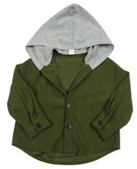 Khaki-šedá žebrovaná propínací mikina Shein