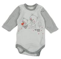 Šedo-bílé body s medvídky 