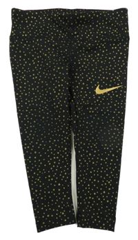 Černé sportovní capri legíny se zlatými hvězdami Nike