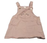 Starorůžové riflové laclové šaty s obličejem H&M