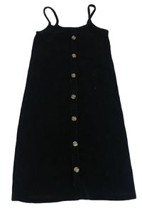 Černé manšestrové šaty s knoflíky Denim Co.
