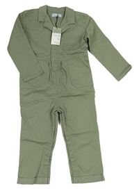 Khaki riflový kalhotový overal Primark
