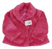 Nové - Neonově růžový kožešinový podšitý kabátek Matalan