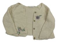 Béžový propínací svetr s kytičkou Next