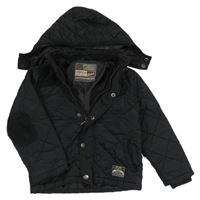 Černá šusťáková prošívaná zateplená bunda s kapucí Rebel