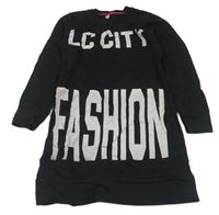Černé teplákové šaty s logem s kamínky a nápisem LC CITY
