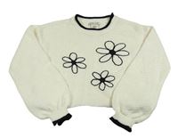 Smetanový crop svetr s květy Rachel Zoe