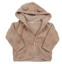 Světlerůžová chlupatá propínací mikina se srdíčky a kapucí H&M