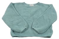 Mentolovošedý žebrovaný oversize svetr H&M