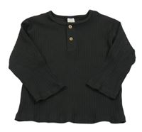 Tmavošedé žebrované triko H&M