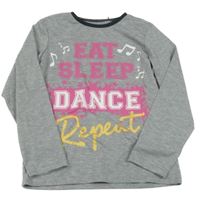 Šedé pyžamové triko s nápisy 