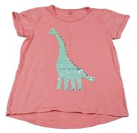 Růžové tričko s překlápěcími flitry Yigga