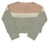 Růžovo-bílo-šedý crop svetr H&M
