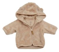 Růžová plyšová propínací mikina s kapucí F&F