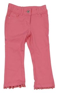 Nové - růžové plátěné kalhoty s bambulkami dunnes