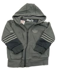 Tmavošedá propínací mikina s kapucí Adidas