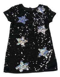 Černé sametovo/flitrové šaty s hvězdami M&S