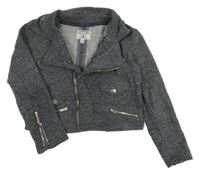 Tmavošedá melírovaná tepláková crop bunda