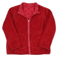 Rubínová chlupatá propínací oboustranná mikina 