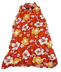 Červeno-bílé květované šaty 