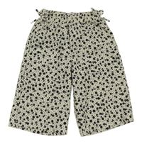 Smetsnovo-černé květované volné culottes kalhoty Zara