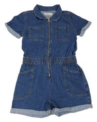 Modrý riflový kraťasový košilový overal Denim Co.