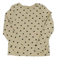 Světlebéžovo-černé puntíkaté triko H&M