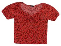 Červeno-černé květované tričko New Look