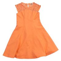 Neonově oranžové šaty se síťovinou River Island 